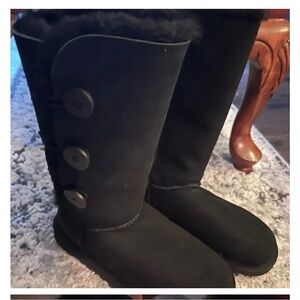 Women's Black Bailey Button UGG  Boots